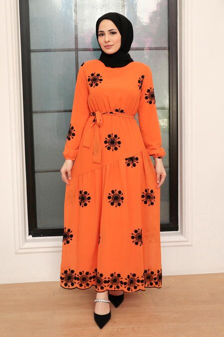 Orange Hijab Dress 1332T