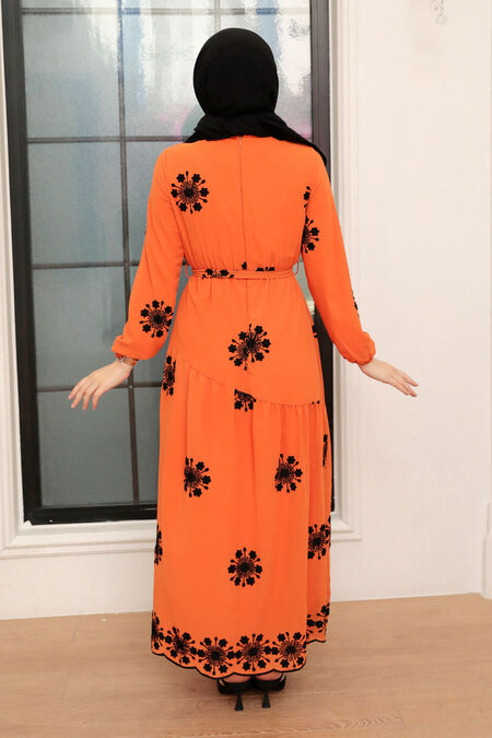 Orange Hijab Dress 1332T