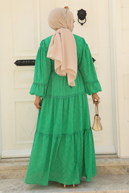 Modest Green Long Sleeve Dress 14131Y