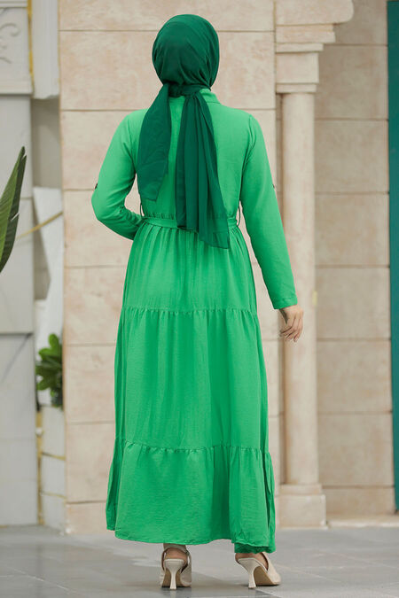  Green Long Sleeve Dress 40971Y