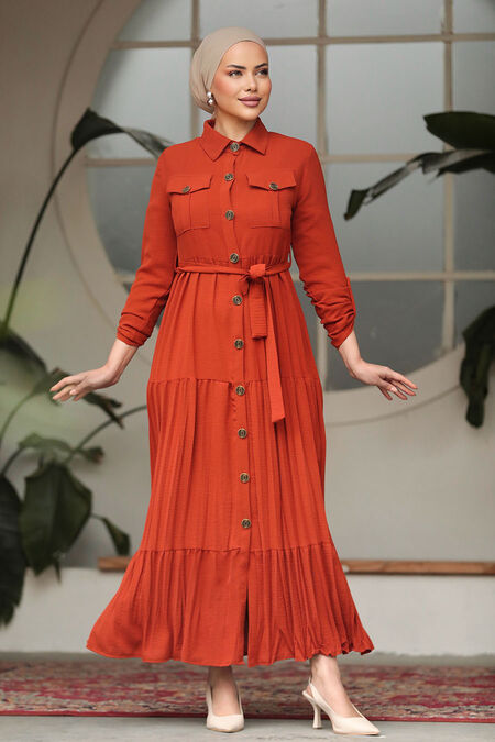  Terra Cotta Long Sleeve Dress 40971KRMT