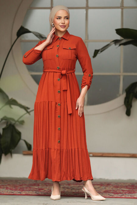  Terra Cotta Long Sleeve Dress 40971KRMT