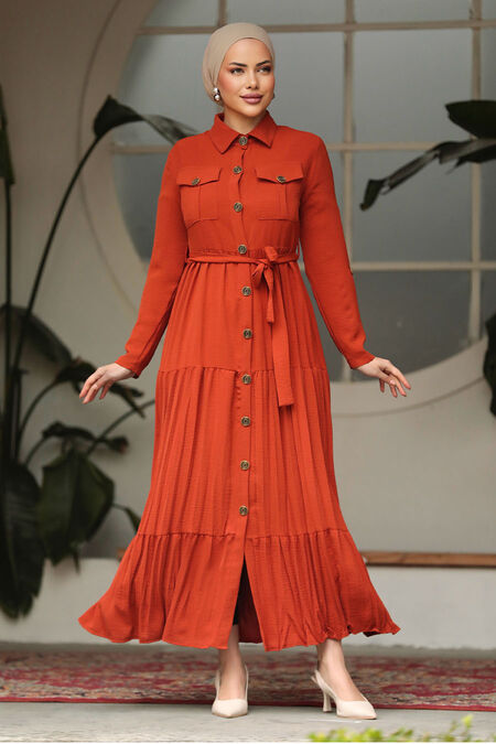  Terra Cotta Long Sleeve Dress 40971KRMT