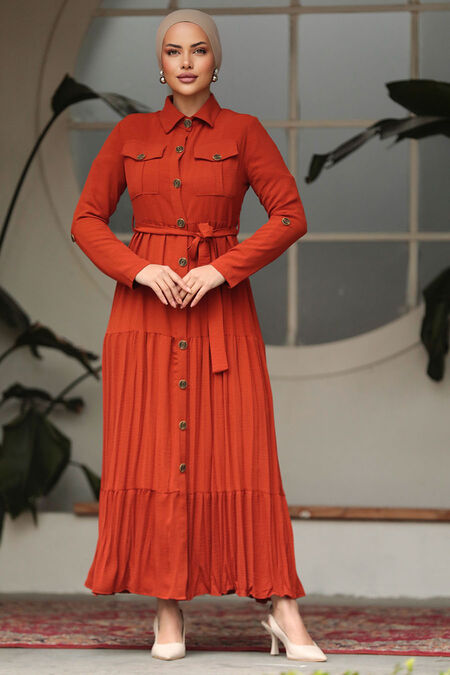  Terra Cotta Long Sleeve Dress 40971KRMT