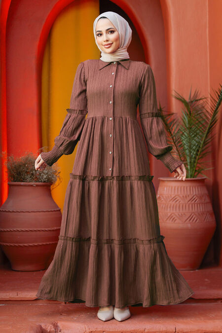 Brown Modest Long Dress 4421KH