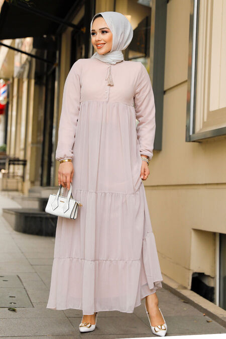 Modest Powder Pink Long Sleeve Dress 22051PD