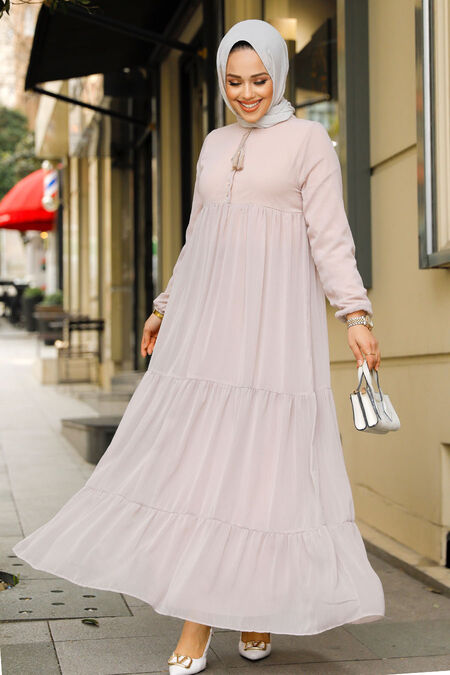 Modest Powder Pink Long Sleeve Dress 22051PD