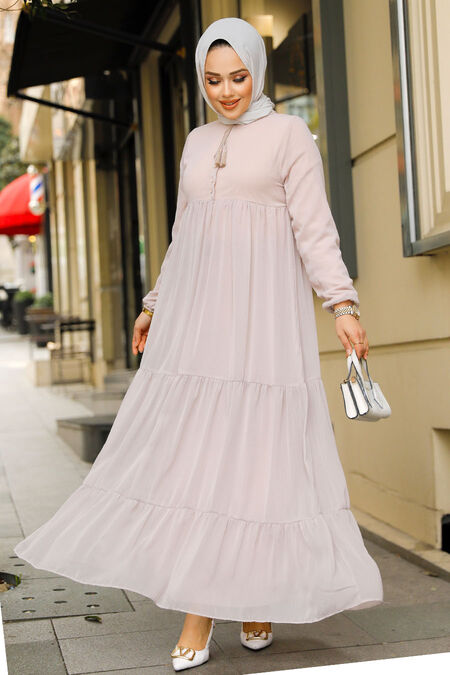 Modest Powder Pink Long Sleeve Dress 22051PD