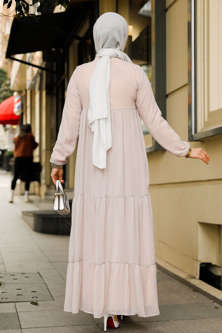 Modest Powder Pink Long Sleeve Dress 22051PD