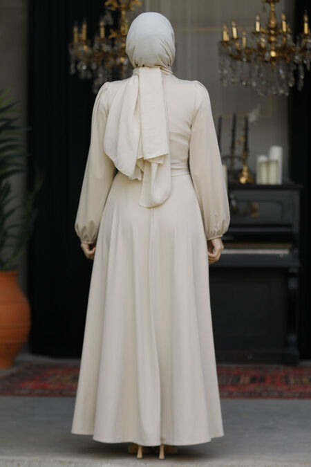 Modest Beige Dress For Plus Size 23101BEJ