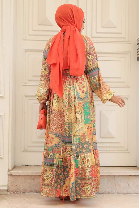 Mustard Hijab Dress 23155HR