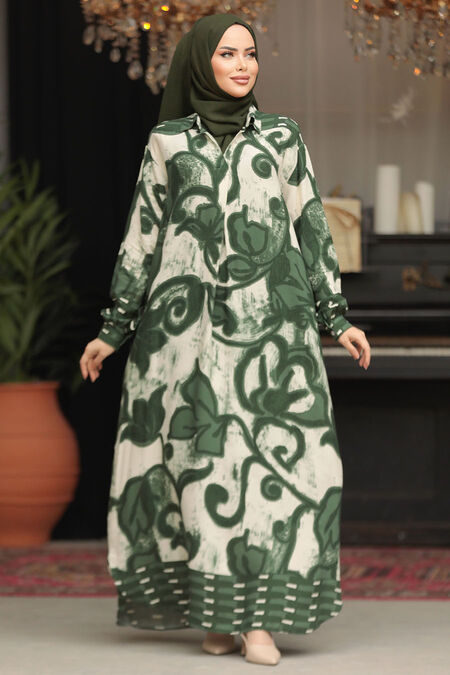 Modest Green Maxi Dress 23171Y