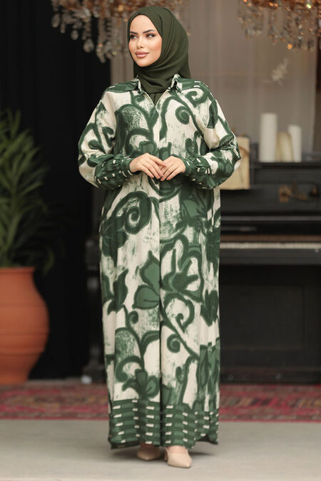 Modest Green Maxi Dress 23171Y