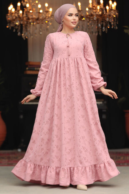 Modest Powder Pink Summer Dress 23201PD