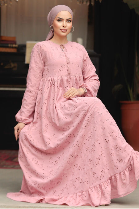 Modest Powder Pink Summer Dress 23201PD