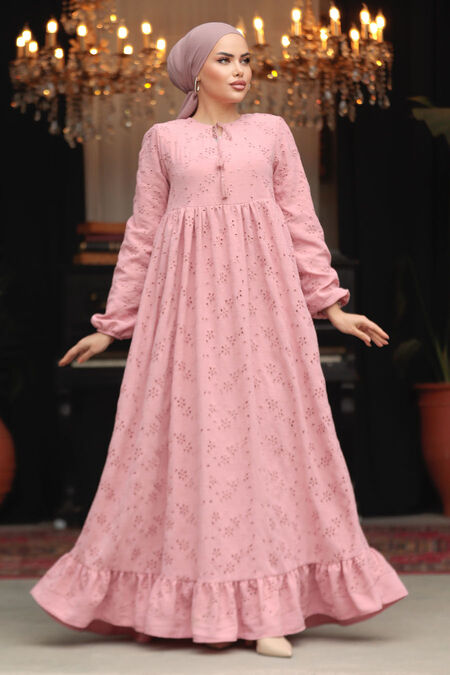 Modest Powder Pink Summer Dress 23201PD