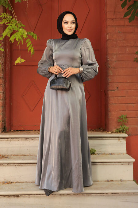 Modest Grey Prom Dress 23301GR