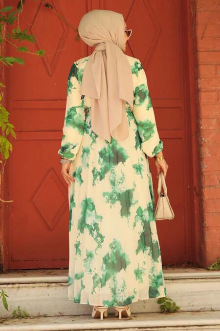 Modest Green Long Dress 34461Y