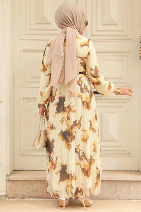 Modest Mustard Long Dress 34461HR