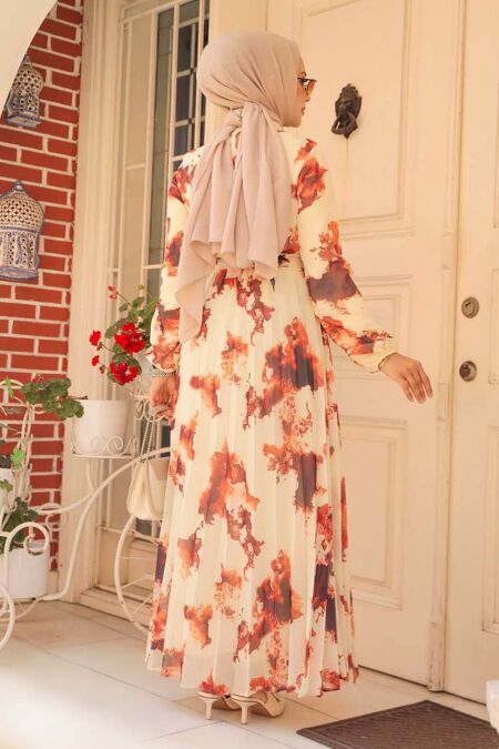 Modest Terra Cotta Long Dress 34461KRMT