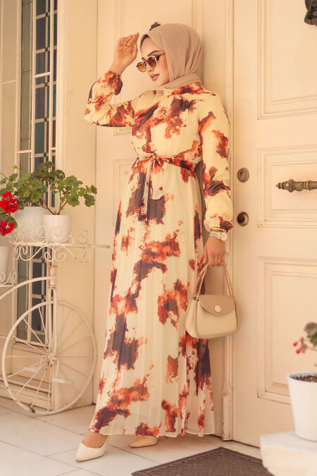 Modest Terra Cotta Long Dress 34461KRMT