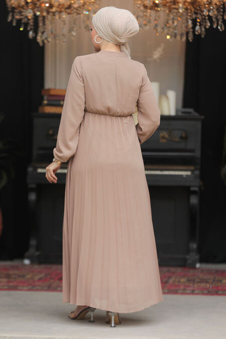 Modest Mink Chiffon Maxi Dresses 50351V