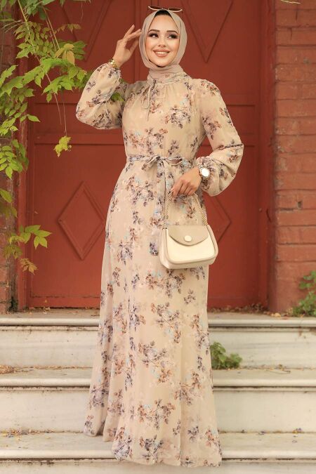 Beige Hijab Dress 279061BEJ