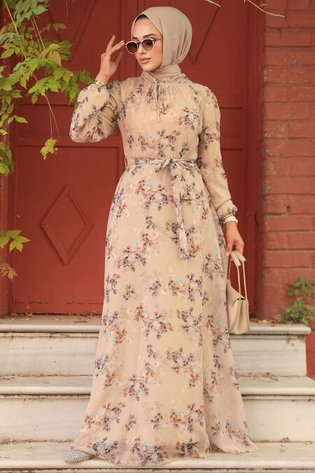 Beige Hijab Dress 279061BEJ