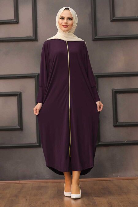 Purple Hijab Turkish Abaya 1772MOR