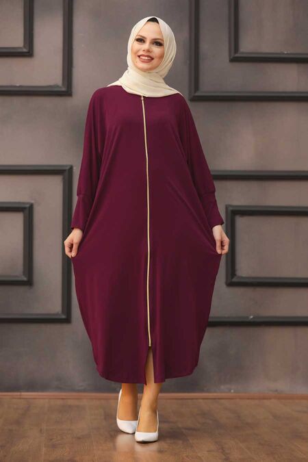 Plum Color Hijab Turkish Abaya 1772MU