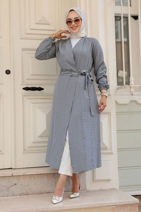  Grey Lila Hijab Kimono 457GR