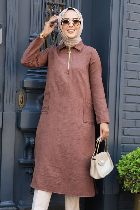  Brown Modest Tops 4771KH