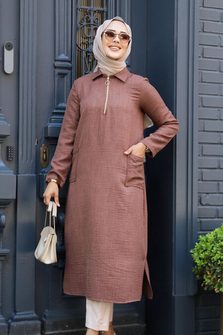  Brown Modest Tops 4771KH