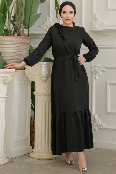  Black Modest Long Dress 659S