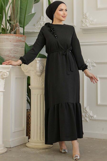  Black Modest Long Dress 659S