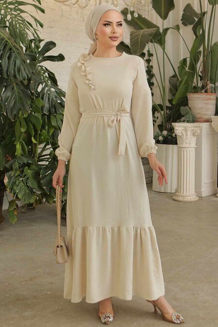  Beige Modest Long Dress 659BEJ