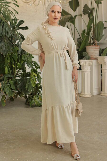  Beige Modest Long Dress 659BEJ