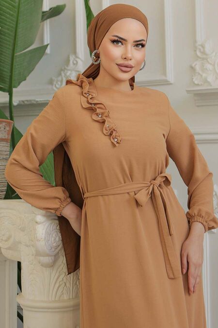  Biscuit Modest Long Dress 659BS