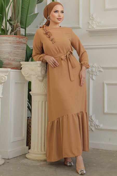  Biscuit Modest Long Dress 659BS