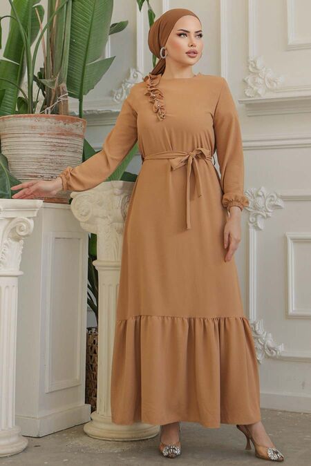  Biscuit Modest Long Dress 659BS