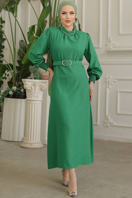  Green Modest Maxi Dress 661Y