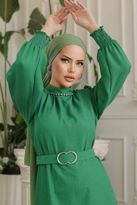  Green Modest Maxi Dress 661Y