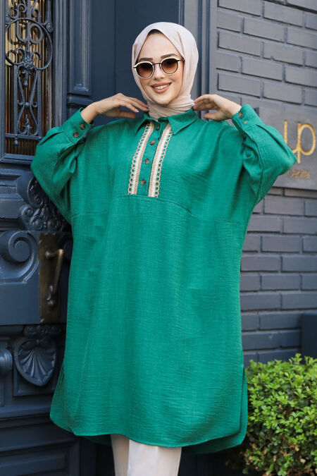  Green Modest Tops 663Y