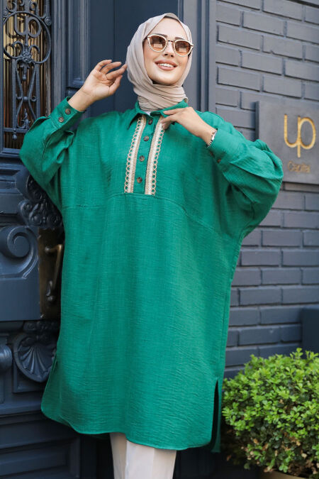  Green Modest Tops 663Y