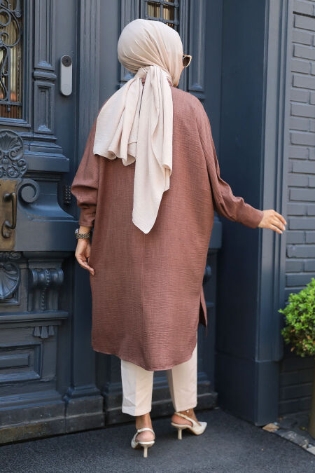  Brown Modest Tops 663KH