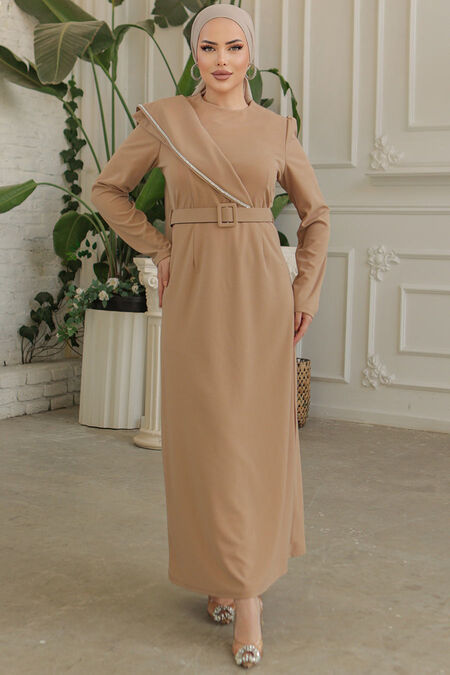  Biscuit Modest Prom Dress 664BS