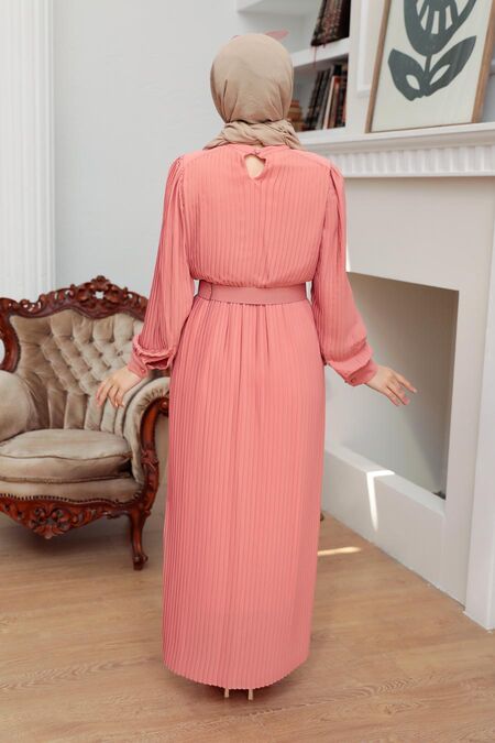 Salmon Pink Hijab Dress 3369SMN