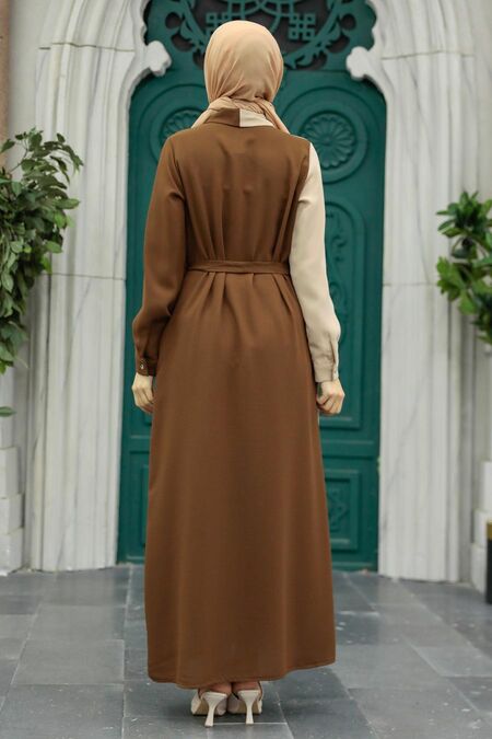 Brown Hijab Dress 3437KH