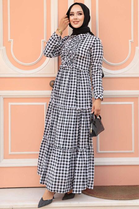 Modest Black Long Sleeve Dress 2702S