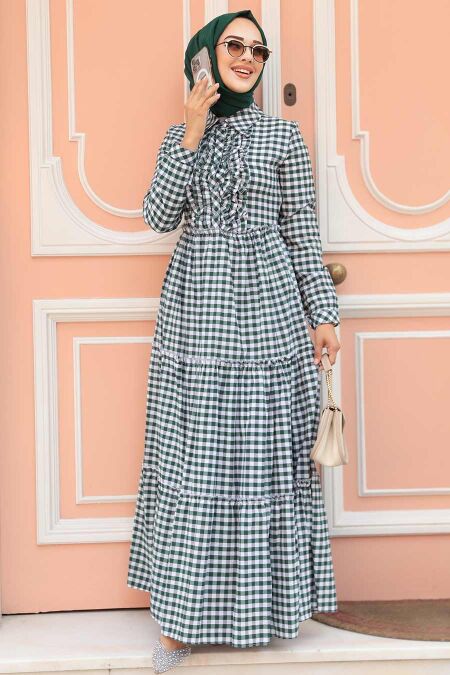 Modest Green Long Sleeve Dress 2702Y